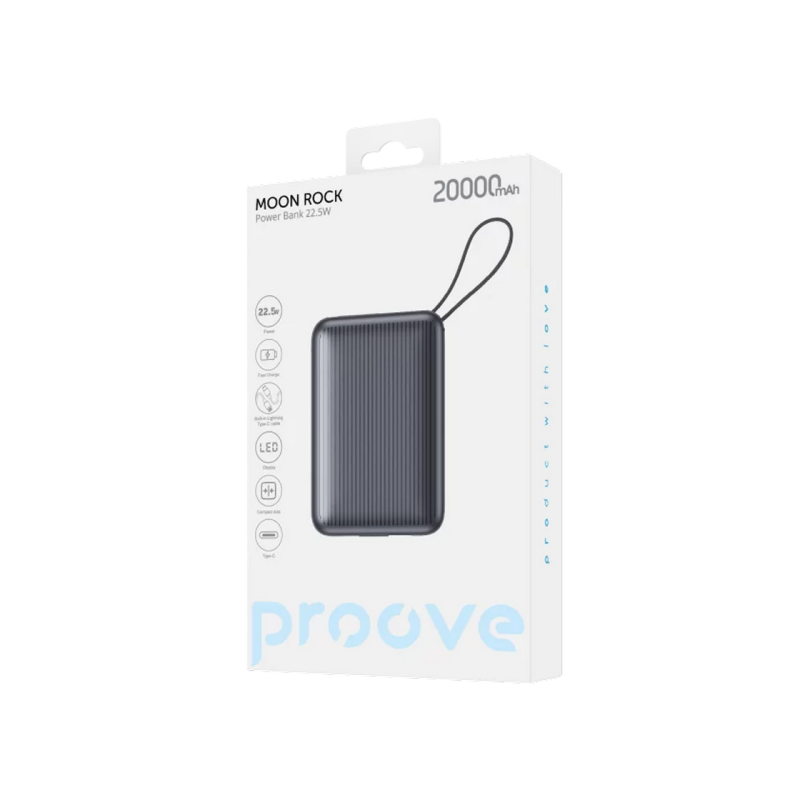 Power Bank 20000mAh Proove Moon Rock 22.5W, Gray