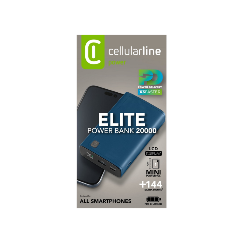 Power Bank Cellularline 20000mAh, Elite 20W, Blue