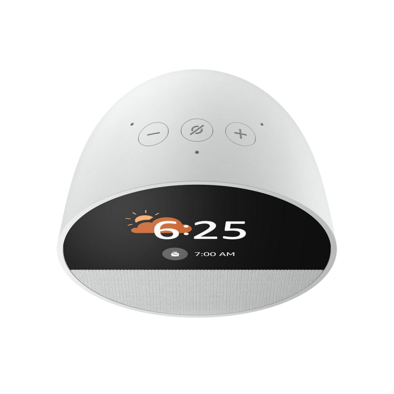 Amazon Echo Spot Smart Alarm Clock with Alexa (2024), Glacier White