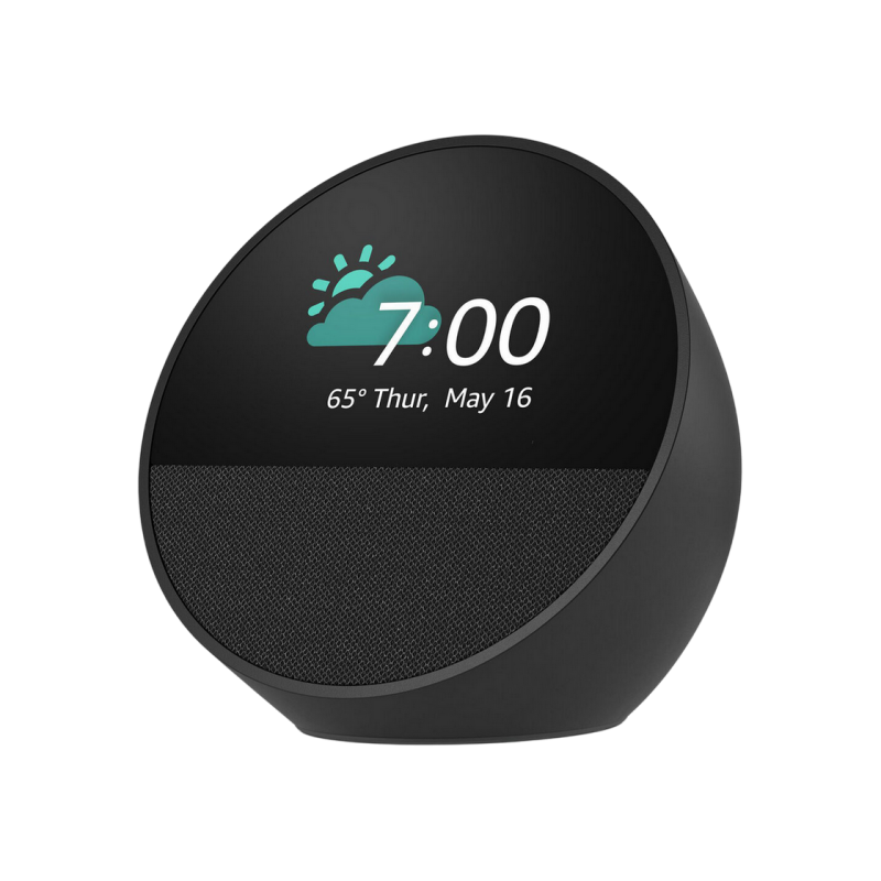 Amazon Echo Spot Smart Alarm Clock with Alexa (2024), Black