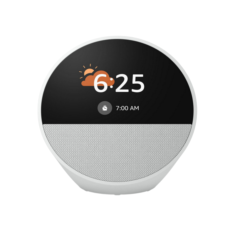 Amazon Echo Spot Smart Alarm Clock with Alexa (2024), Glacier White