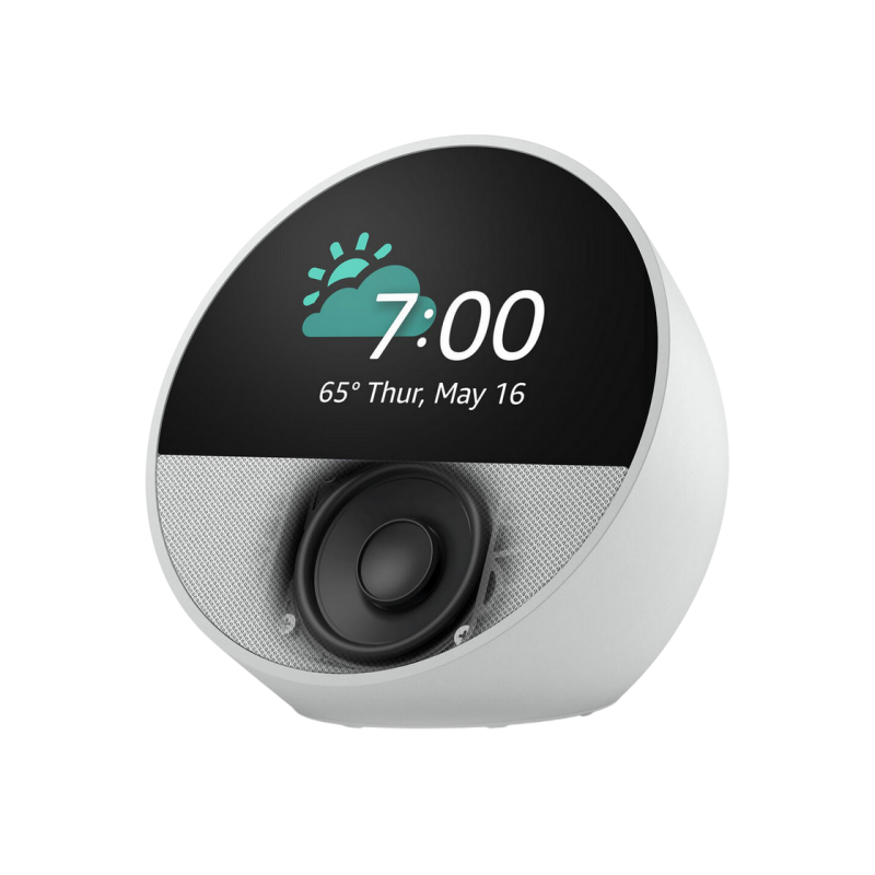 Amazon Echo Spot Smart Alarm Clock with Alexa (2024), Glacier White