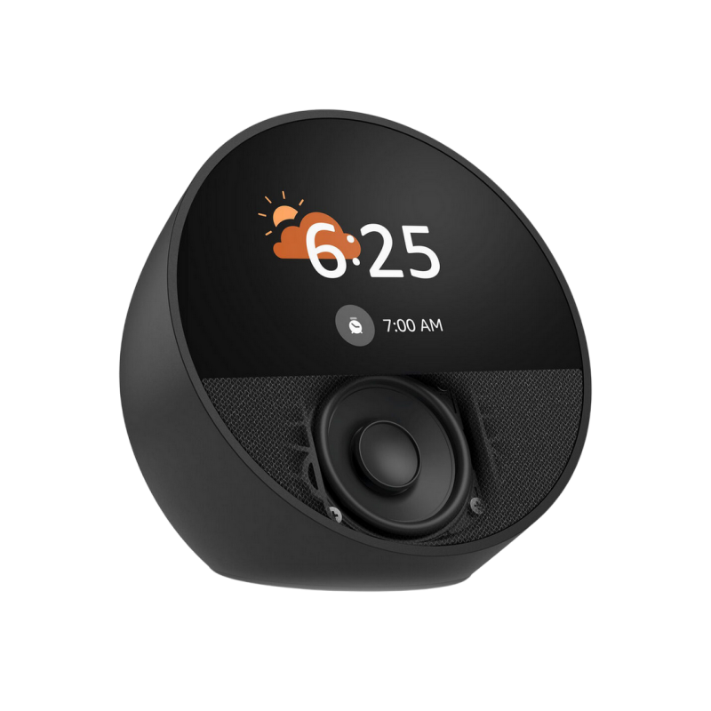 Amazon Echo Spot Smart Alarm Clock with Alexa (2024), Black