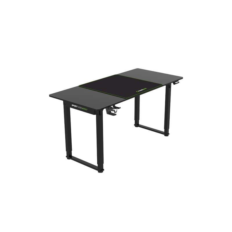 Игровой стол Gamemax D160-EC, 160 x 750 x (72–117) см, электрорегулировка высоты, подстаканник, держатель для гарнитуры, запираемый