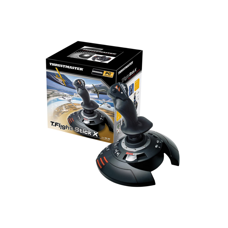 Джойстик Thrustmaster Flightstick X, 12 кнопок, 4 оси, поворотный руль направления, встроенный рычаг управления, кнопка PoV, режим скорострельного огня