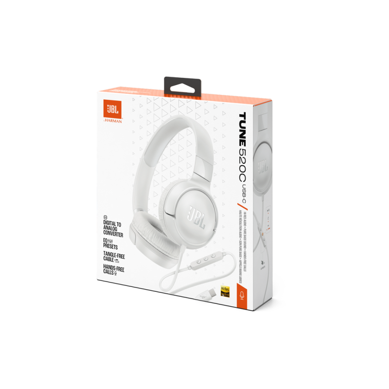 Headphones JBL T520C USB-C, White