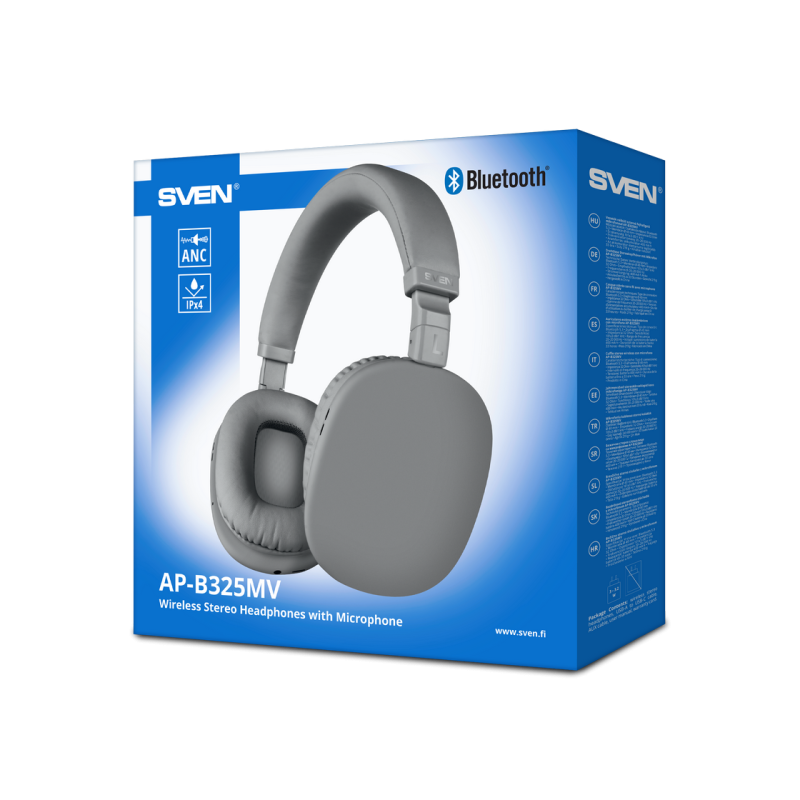 Bluetooth Headset SVEN AP-B325MV with Microphone, Grey (Bluetooth, ANC, 400mAh