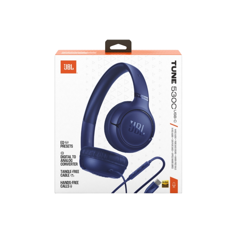 Headphones JBL T530C Blue, USB-C, On-ear