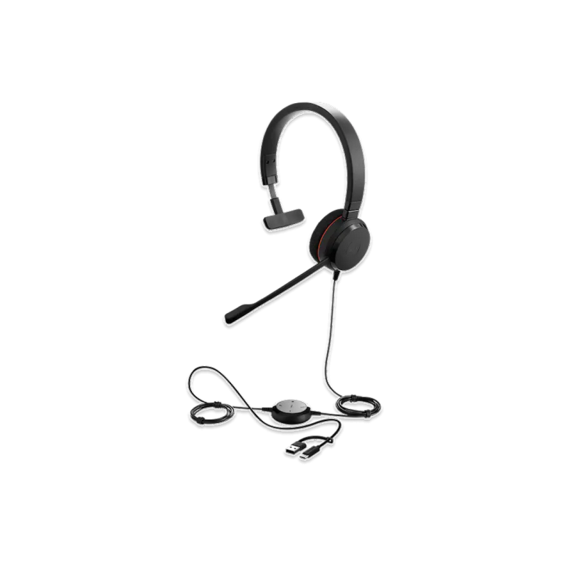 Гарнитура Jabra Evolve 20, Mono UC, USB C/A адаптер, черная