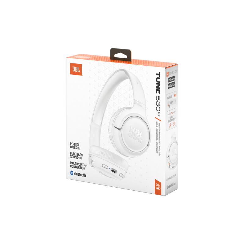 Headphones Bluetooth JBL T530BT, White, On-ear