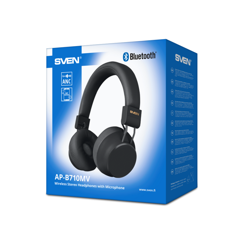 Bluetooth Headset SVEN AP-B710MV with Mic, Bluetooth, ANC, APP, 3 mics, 500mAh, Black