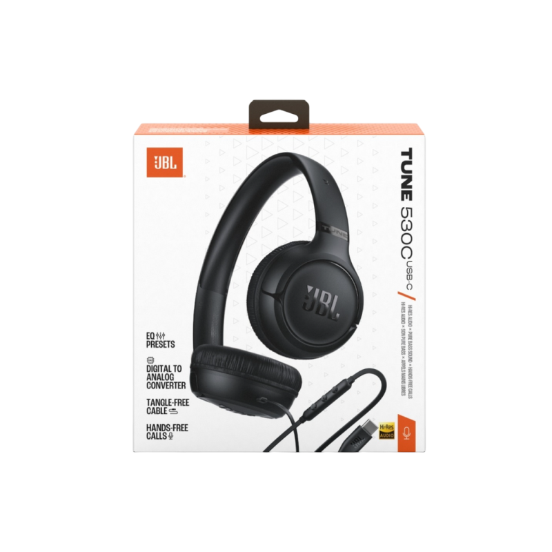 Headphones JBL T530C Black, USB-C, On-ear