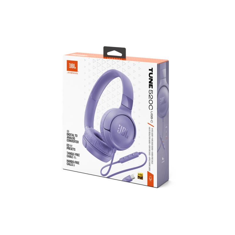 Headphones JBL T520C USB-C, Purple