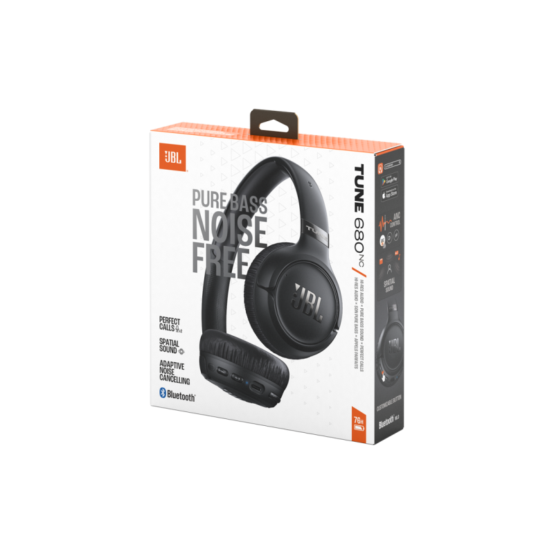 Headphones Bluetooth JBL T680NC, Black, On-ear, Adaptive Noise Cancelling with Smart Ambient