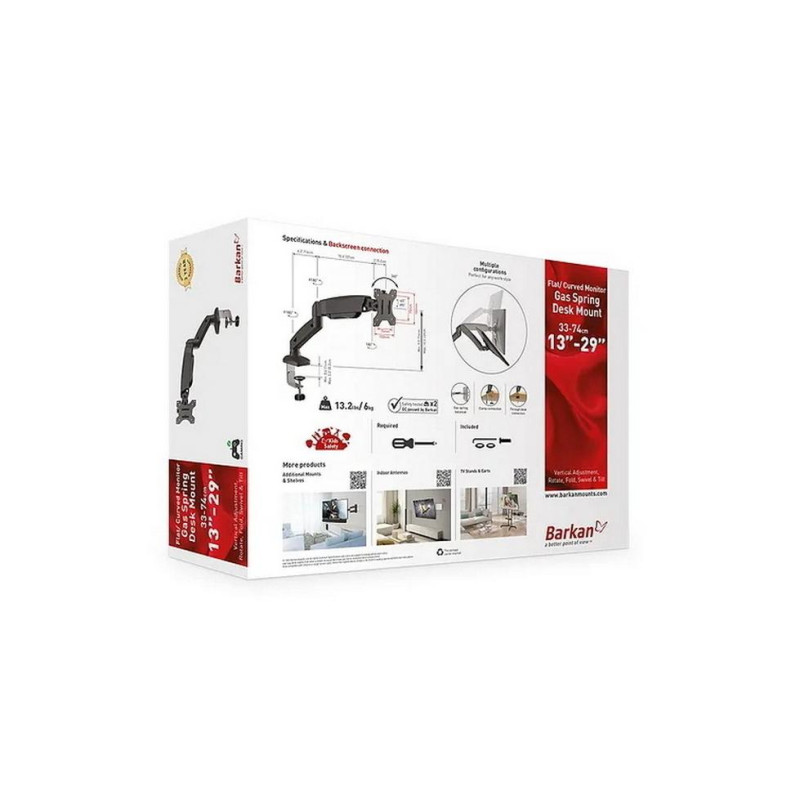 Подставка настольная для монитора Barkan M121P, 13"-29", макс. 12 кг, VESA: 75x75, 100x100