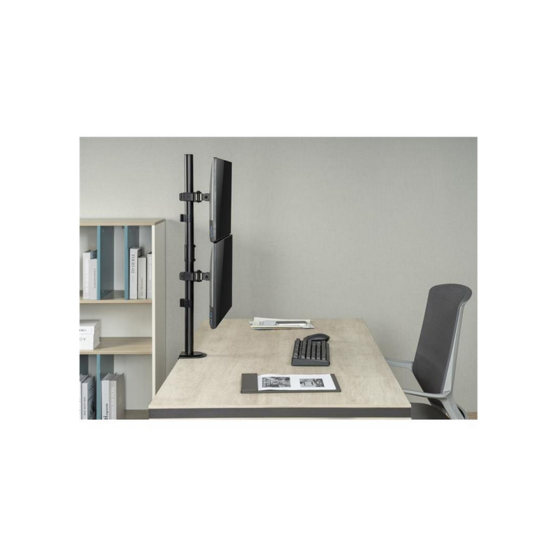 Table/desk stand for 2 monitors Gembird MS-D2ST-02, 13"-32", max.8kg, VESA: 75x75, 100x100