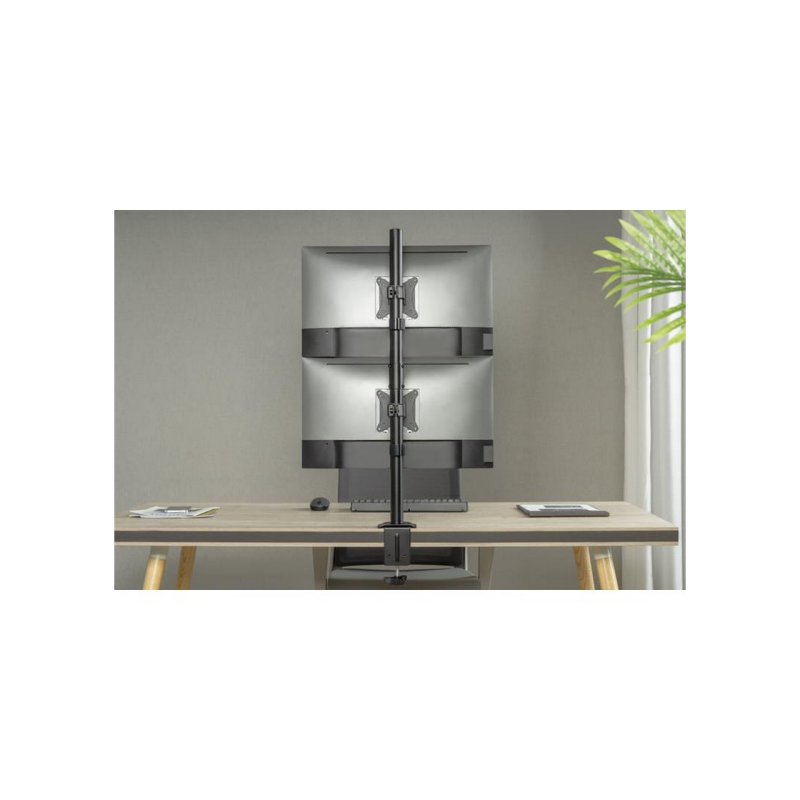 Table/desk stand for 2 monitors Gembird MS-D2ST-02, 13"-32", max.8kg, VESA: 75x75, 100x100