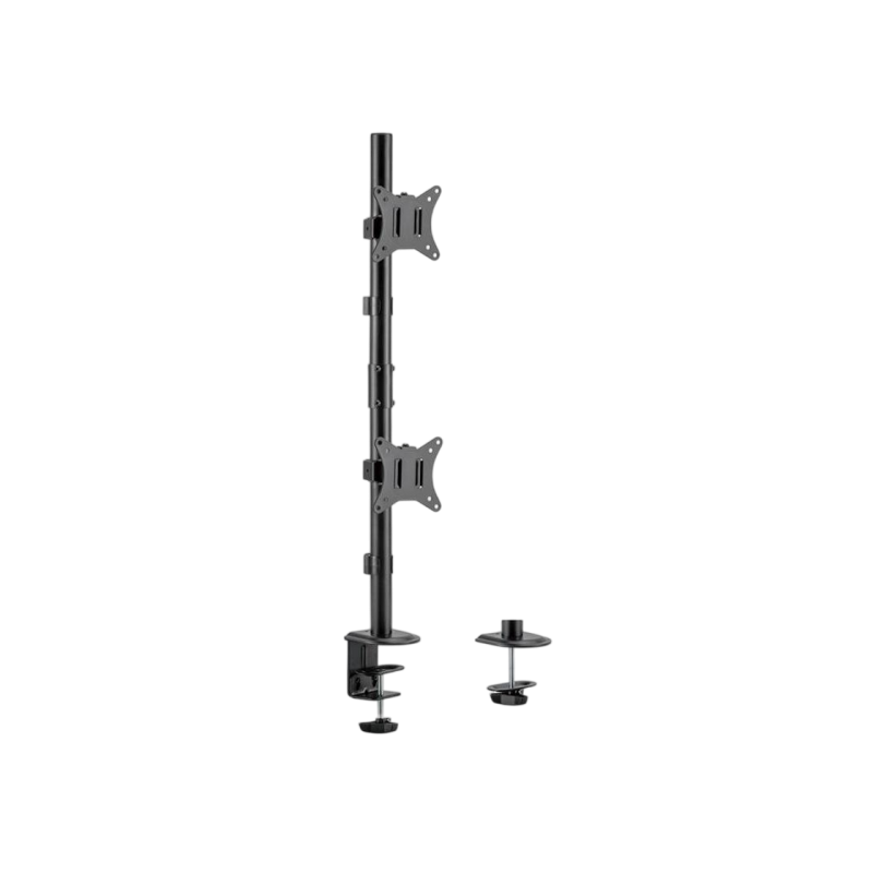 Table/desk stand for 2 monitors Gembird MS-D2ST-02, 13"-32", max.8kg, VESA: 75x75, 100x100