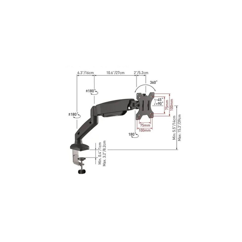 Подставка настольная для монитора Barkan M121P, 13"-29", макс. 12 кг, VESA: 75x75, 100x100