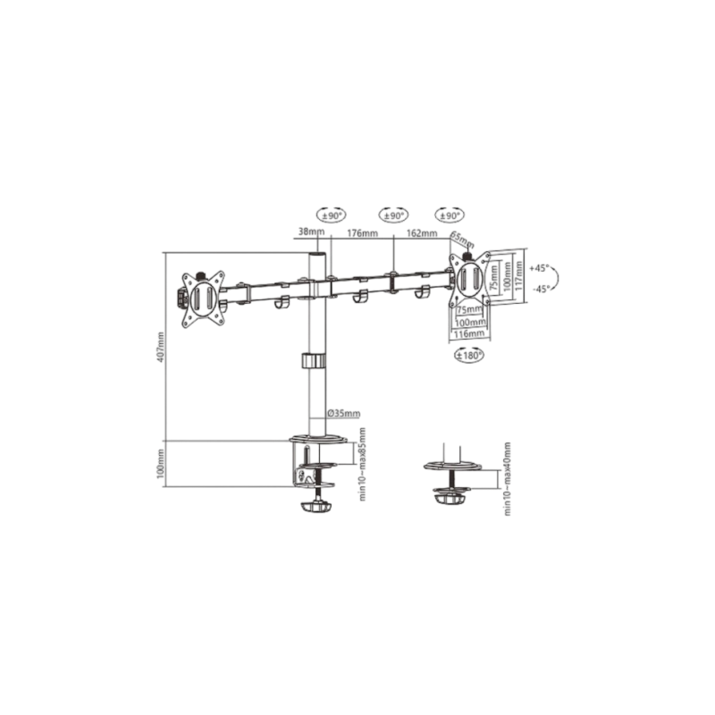 Крепление для Монитора Gembird MA-D2-01