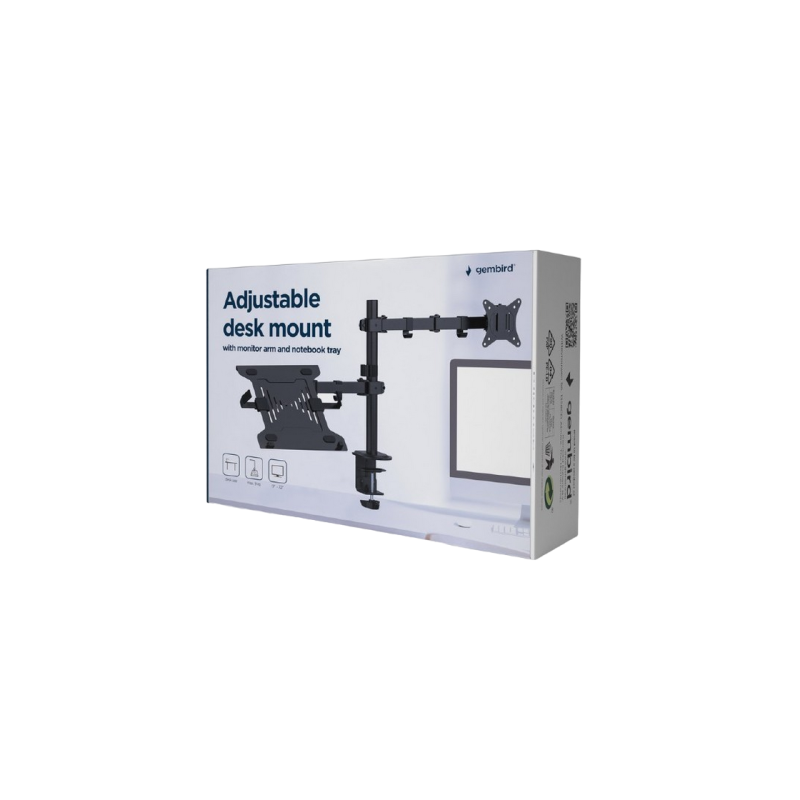 Table/desk display & notebook mounting arm Gembird (rotate,tilt,swivel),17”-32”,up to 9 kg,VESA:75x75,100x100