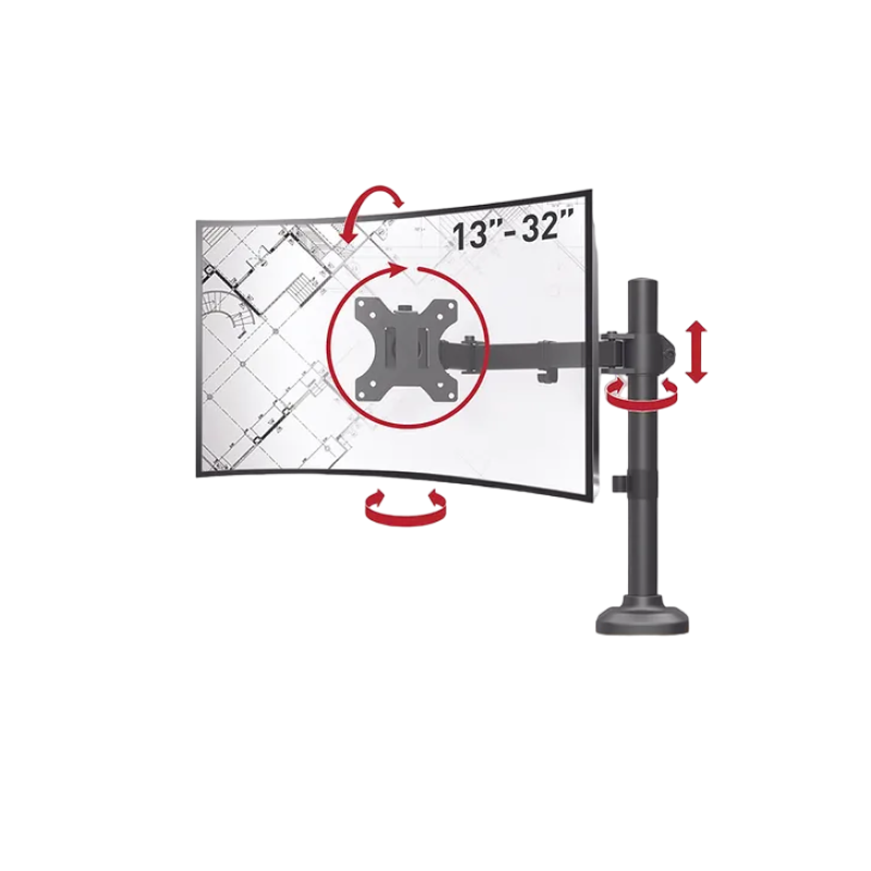 Table/desk stand for monitor Barkan M121T, 13"-27", max.12kg, VESA: 75x75, 100x100
