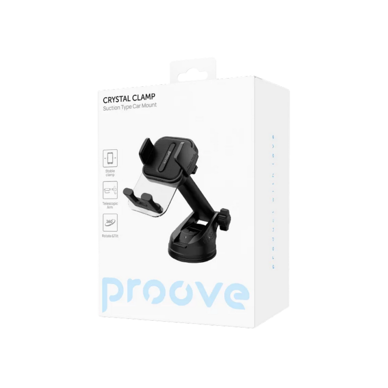Suport Proove Crystal Clamp Suction Type Car Mount Black