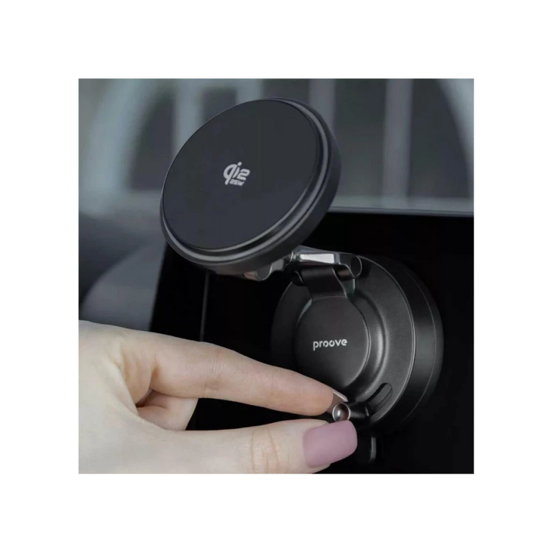 Car Mount With Wireless Charger Proove Jetlock Qi2.2 25W, Black