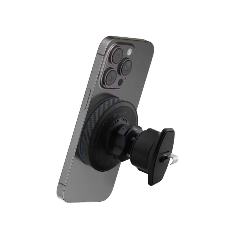 Car Mount With Wireless Charger Proove Graphite Circle Qi2 15W, Black