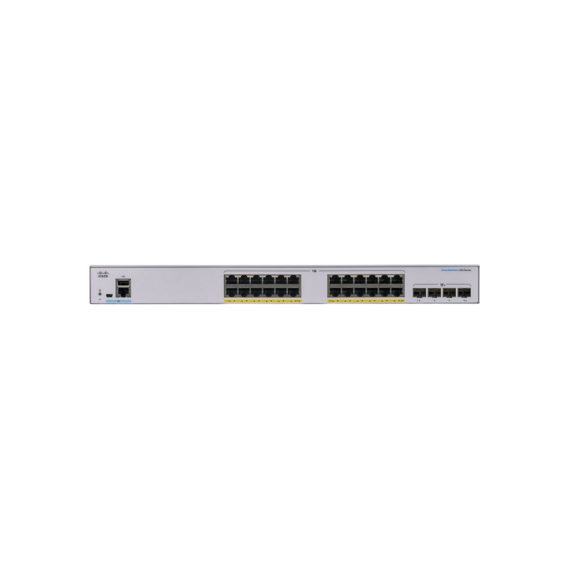 24-портовый гигабитный интеллектуальный коммутатор PoE Cisco CBS250-24P-4X, 4 x 10G SFP+