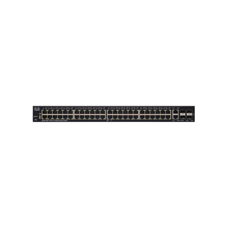 48-портовый 10/100 Мбит/с интеллектуальный коммутатор Cisco SF250-48, 2xSFP, 2xSFP Combo