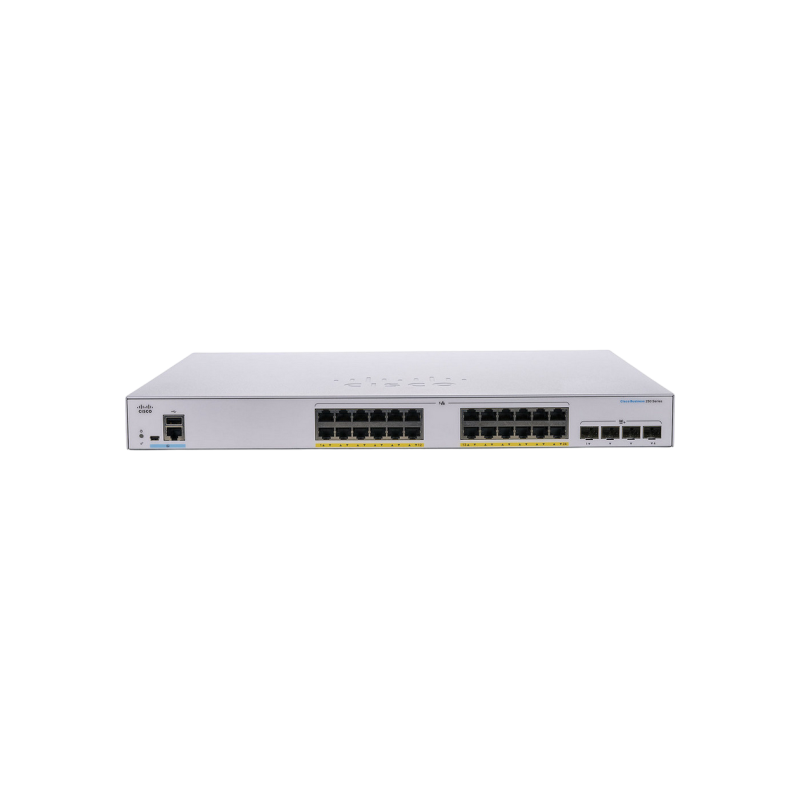 24-портовый гигабитный интеллектуальный коммутатор PoE Cisco CBS250-24P-4X, 4 x 10G SFP+