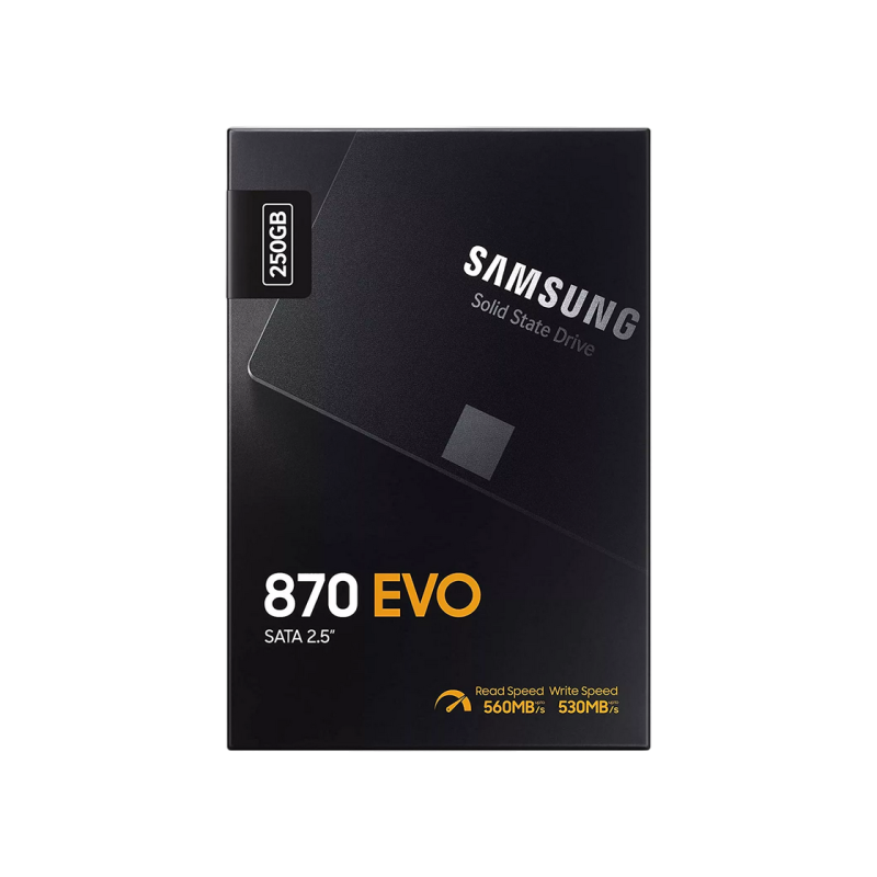 2.5" SATA SSD 250GB Samsung 870 EVO "MZ-77E250B" [R/W:560/530MB/s, 98K IOPS, MGX, V-NAND 3bit MLC