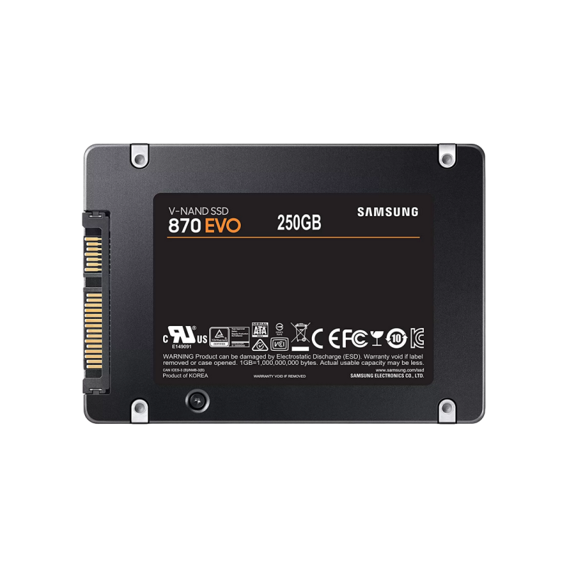 2.5" SATA SSD 250GB Samsung 870 EVO "MZ-77E250B" [R/W:560/530MB/s, 98K IOPS, MGX, V-NAND 3bit MLC