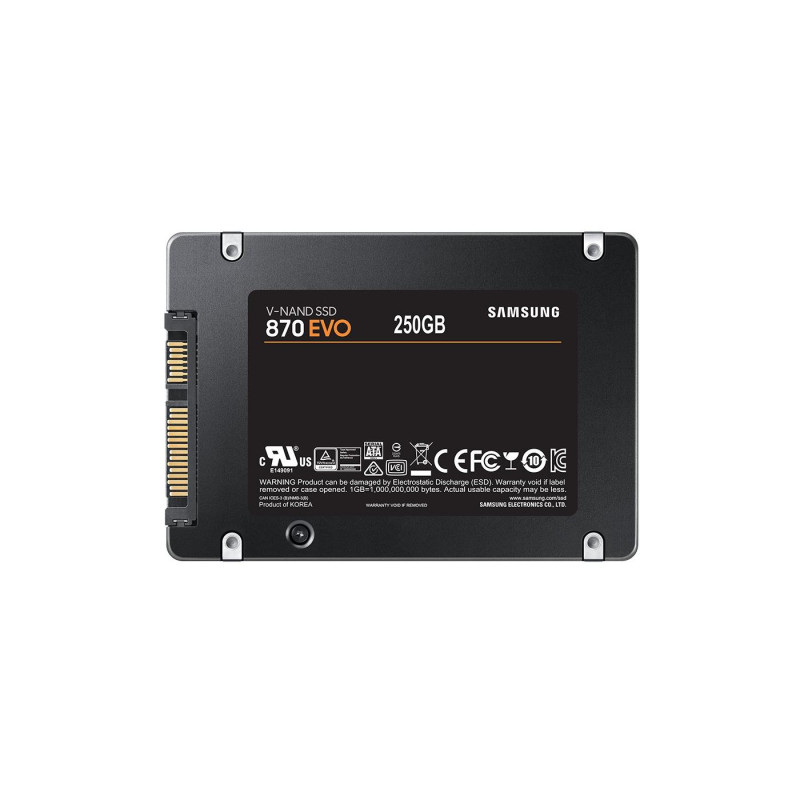 2.5" SATA SSD 250GB Samsung 870 EVO "MZ-77E250B" [R/W:560/530MB/s, 98K IOPS, MGX, V-NAND 3bit MLC