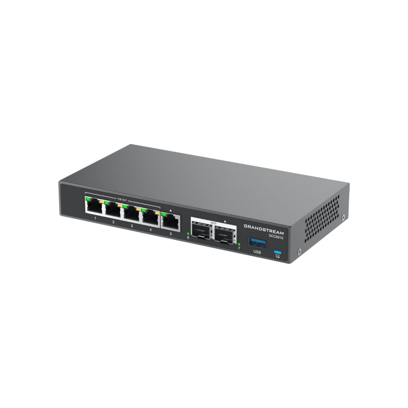 Grandstream GCC6010 4-в-1, IP-АТС, VPN-маршрутизатор, межсетевой экран, коммутатор, 2x2.5GbE SFP, 5xGbE LAN/WAN, MicroSD, USB3.0,