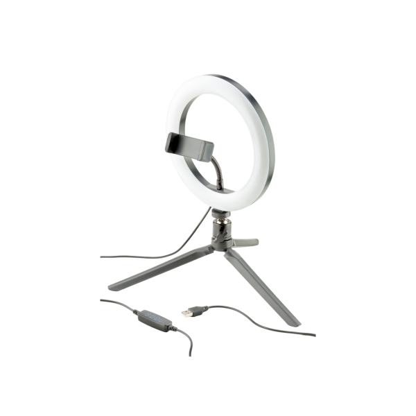Tripod cu Lampa Circulara Cellularline Selfie Ring 8", Black