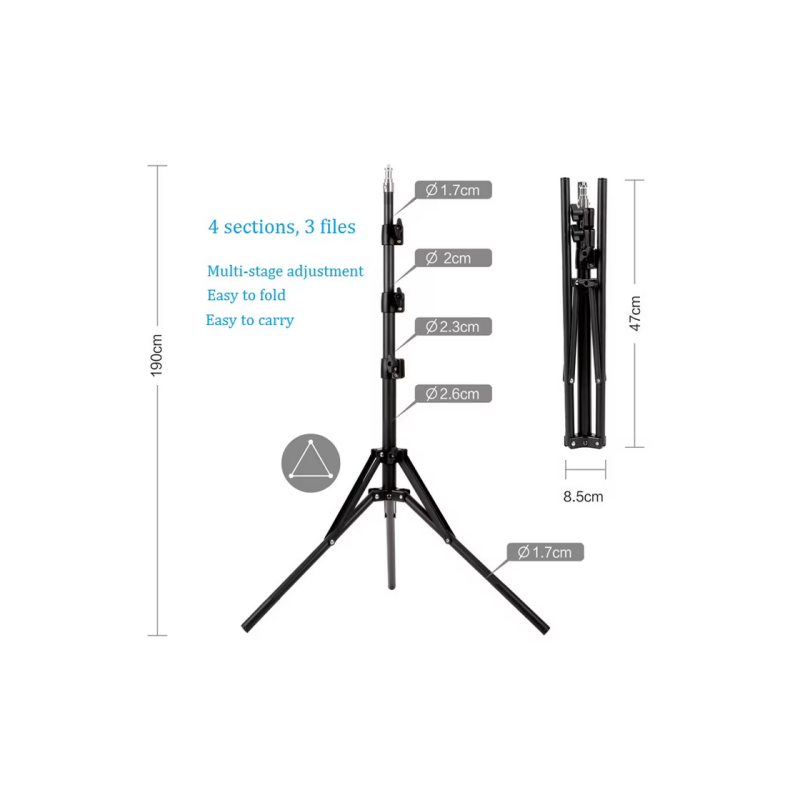 Tripod cu Lampa Circulara Selfie Ring Light 3 colors HQ-23NS 23", Black