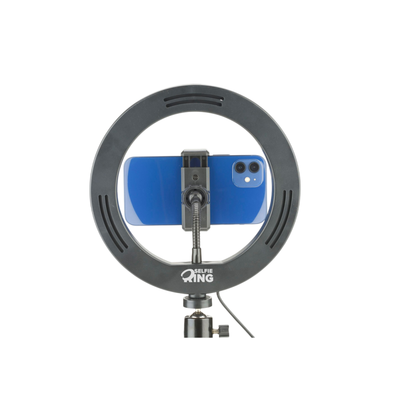 Tripod cu Lampa Circulara Cellularline Selfie Ring 8", Black