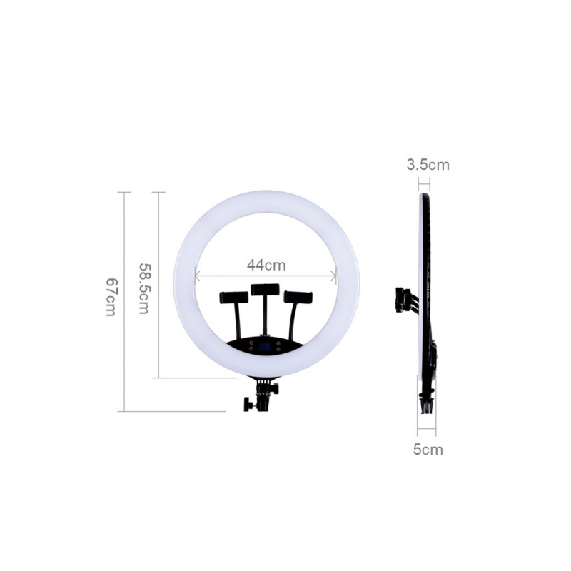 Tripod cu Lampa Circulara Selfie Ring Light 3 colors HQ-23NS 23", Black