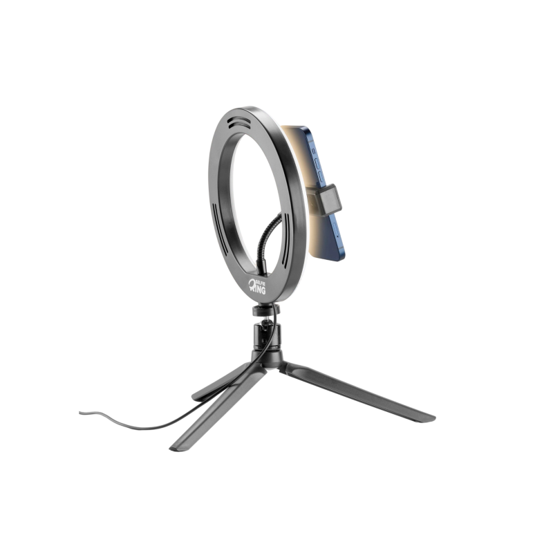Tripod cu Lampa Circulara Cellularline Selfie Ring 8", Black