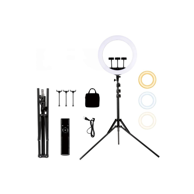 Tripod cu Lampa Circulara Selfie Ring Light 3 colors HQ-18S 18" Black