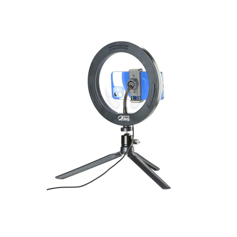Tripod cu Lampa Circulara Cellularline Selfie Ring 8", Black