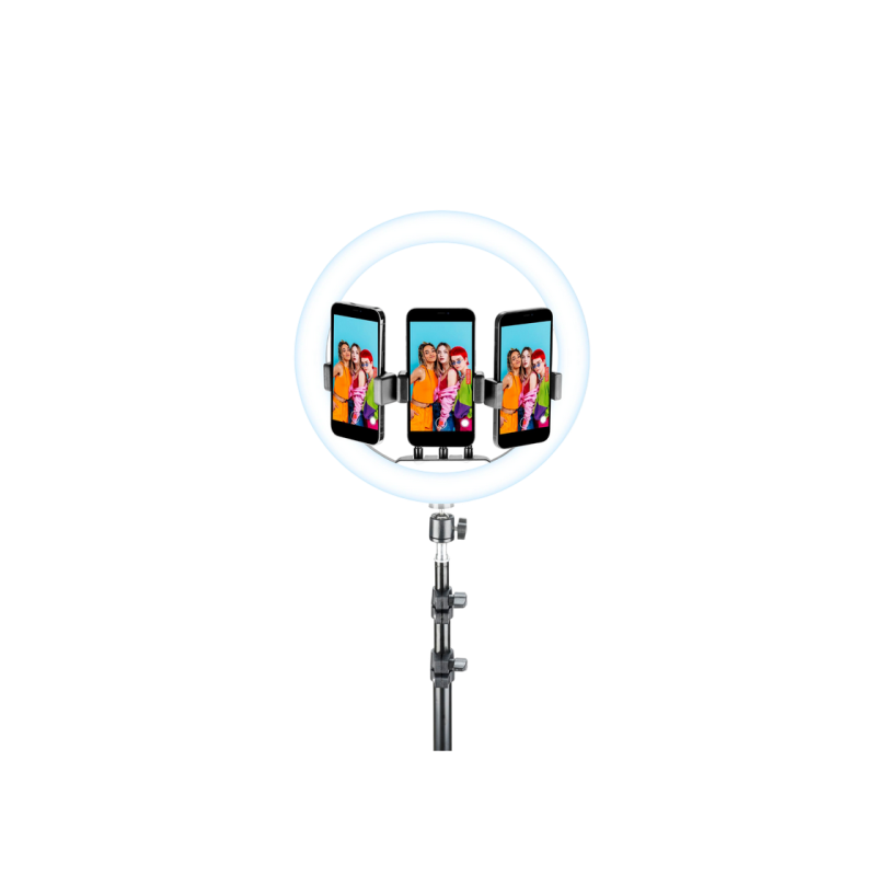 Tripod cu Lampa Circulara Cellularline Selfie Ring Trio Universal 13", Black