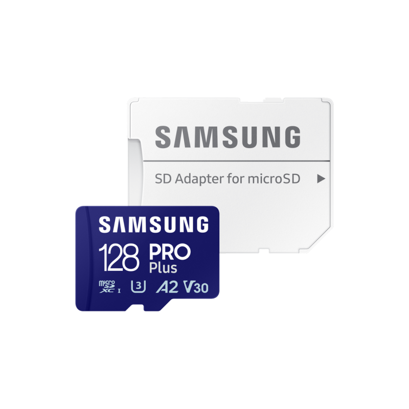 .128 ГБ MicroSD (класс 10) UHS-I (U3)+SD адаптер, Samsung PRO Plus "MB-MD128SA" (чтение/запись: 180/130 МБ/с