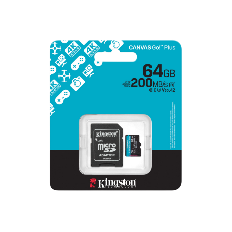 Карта памяти MicroSD 64GB Kingston Canvas Go! Plus Gen 4 SDCG4/64GB + SD adapter