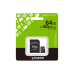 ..64GB MicroSD (Class 10) UHS-I (U1) +SD adapter, Kingston Canvas Select Plus Gen3 "SDCS3/64GB" (R:100MB/