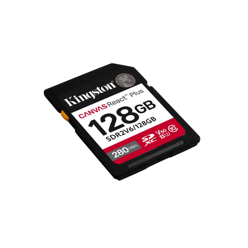 .128GB SDXC Card (Class 10) UHS-II , U3, Kingston Canvas React Plus V60 "SDR2V6/128GB" (R/W:280/100MB/s