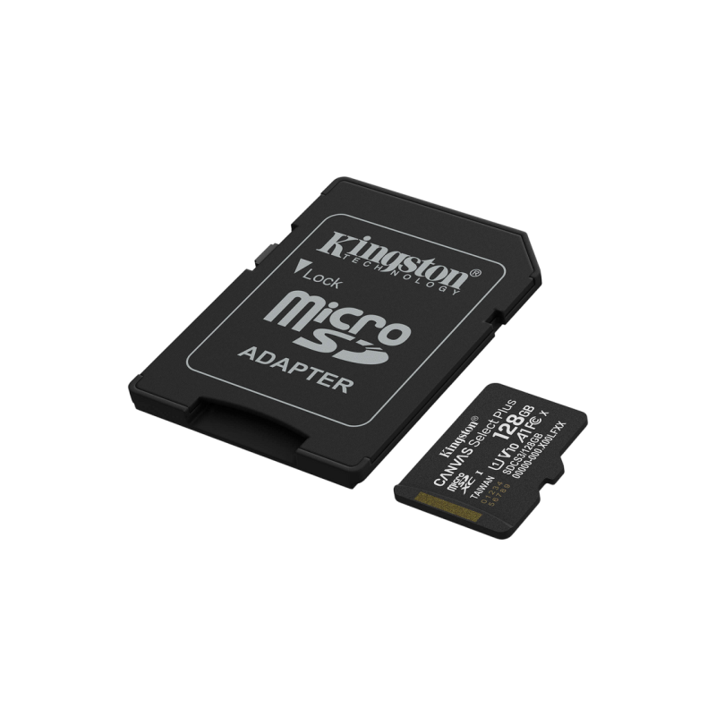 .128GB MicroSD (Class 10) UHS-I (U1) +SD adapter, Kingston Canvas Select Plus Gen3 "SDCS3/128GB" (R: