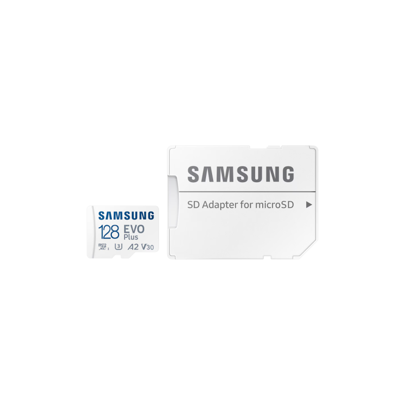 .128 ГБ MicroSD (класс 10) UHS-I (U3)+SD адаптер, Samsung EVO Plus 2024 "MB-MC128SA" (R:160 МБ/с